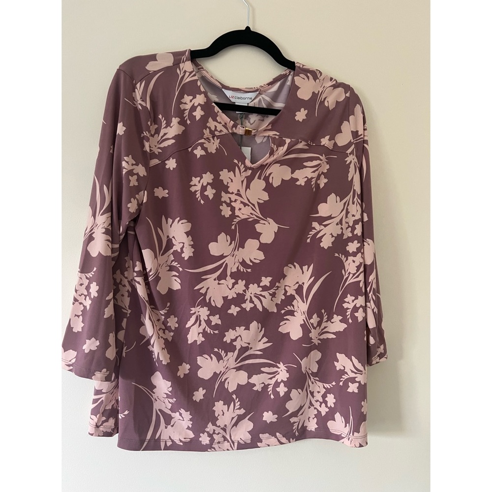 NWT Liz Claiborne Keyhole Neck long sleeve blouse